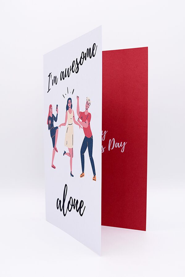 Card with "I'm awesome alone" text.