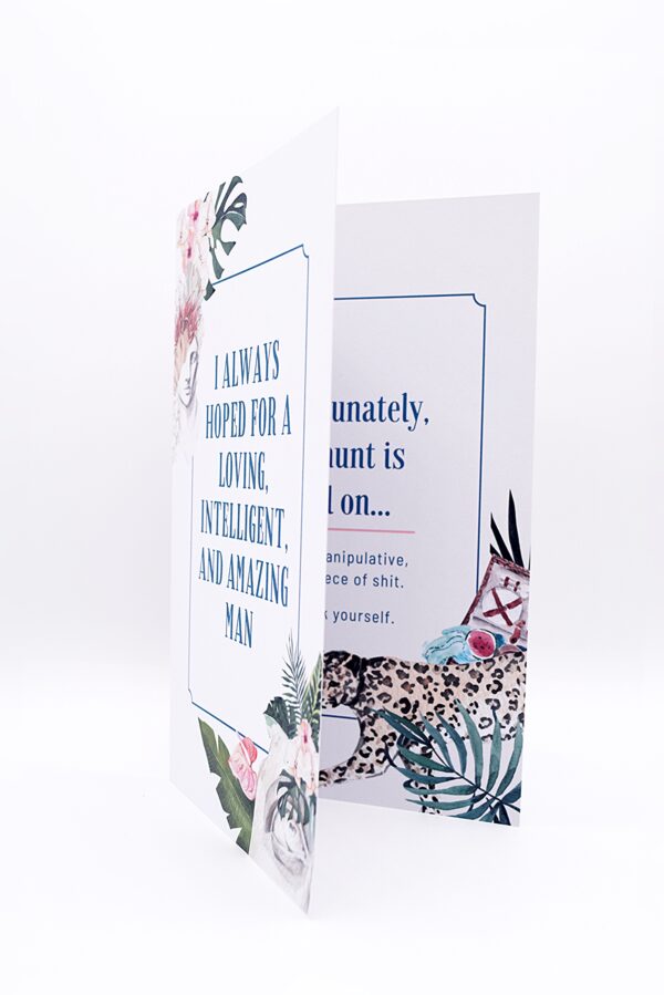 Funny sarcastic greeting card with leopard.