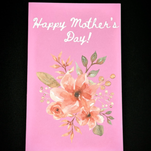 Pink Happy Mother's Day card with flowers.