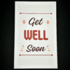 Get well soon card with red accents.