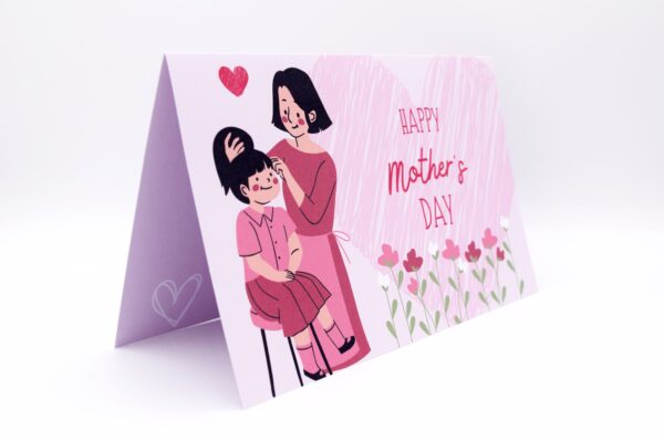 Mother's Day card with flowers and hearts.