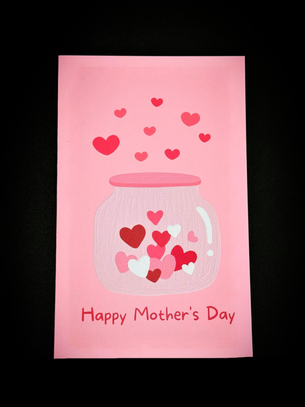 Pink card with hearts for Mother's Day.