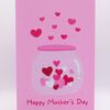 Pink card with hearts in a jar. Happy Mother's Day.