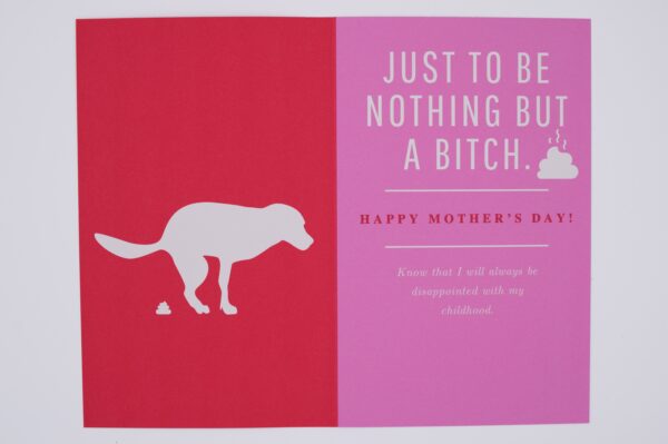 Happy Mother's Day card with dog poop.