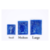 Blue glitter in small, medium, and large bags.