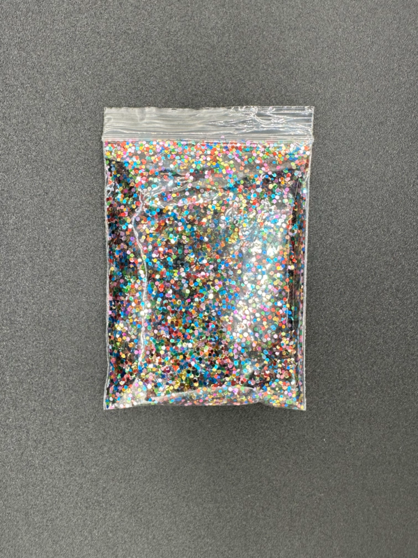 Bag of colorful glitter sequins.