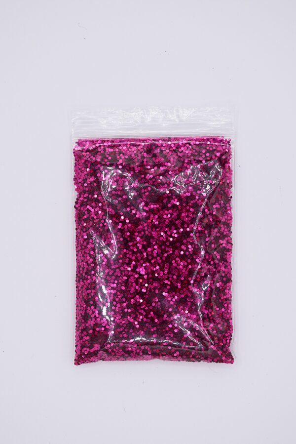 Pink glitter in a plastic bag.