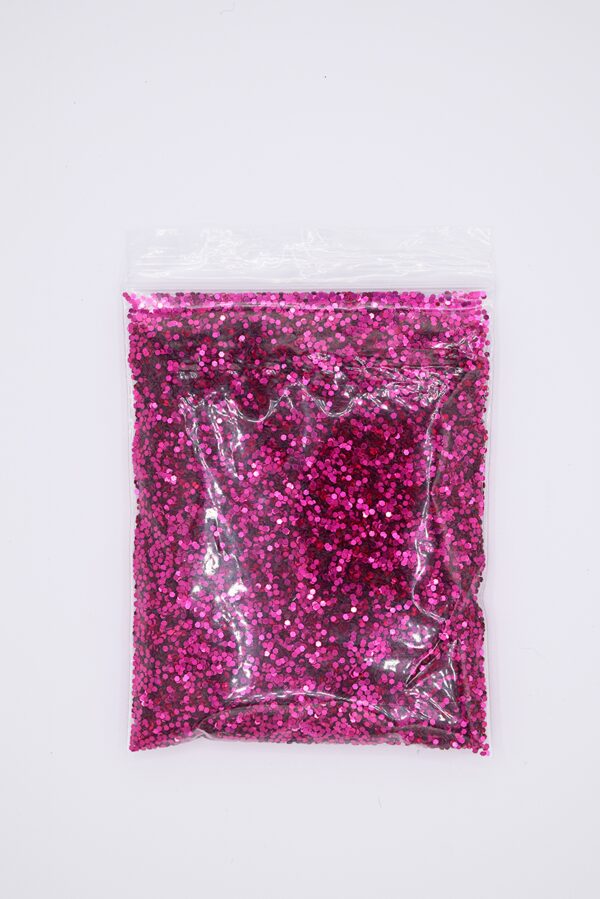 Pink glitter in a plastic bag.