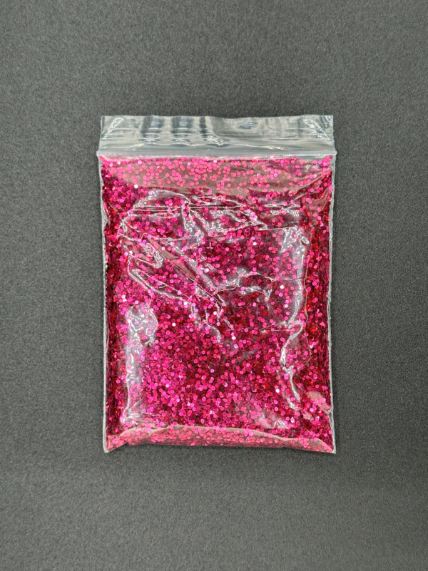 Pink glitter in a plastic bag.