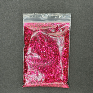 Pink glitter in a plastic bag.