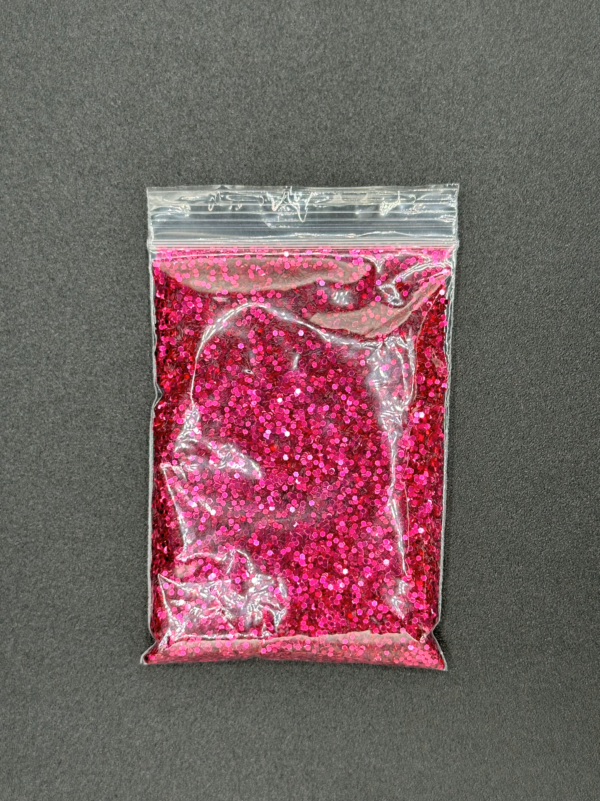 Pink glitter in a plastic bag.