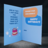 Happy birthday card with cake and stars.