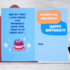 Happy birthday card with cake and stars.