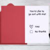 Red envelope with a "go out with me?" card.